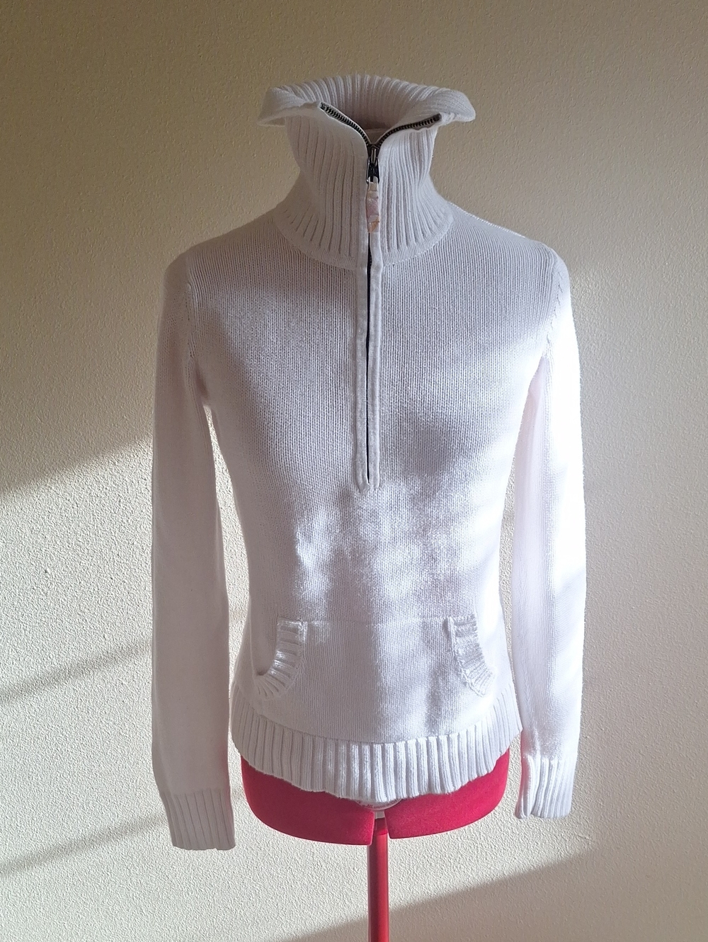 GAP White Half-Zip Funnel Neck Sweater Size S